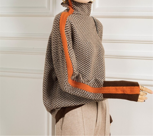 Eleanor – Herringbone Luxe Turtleneck