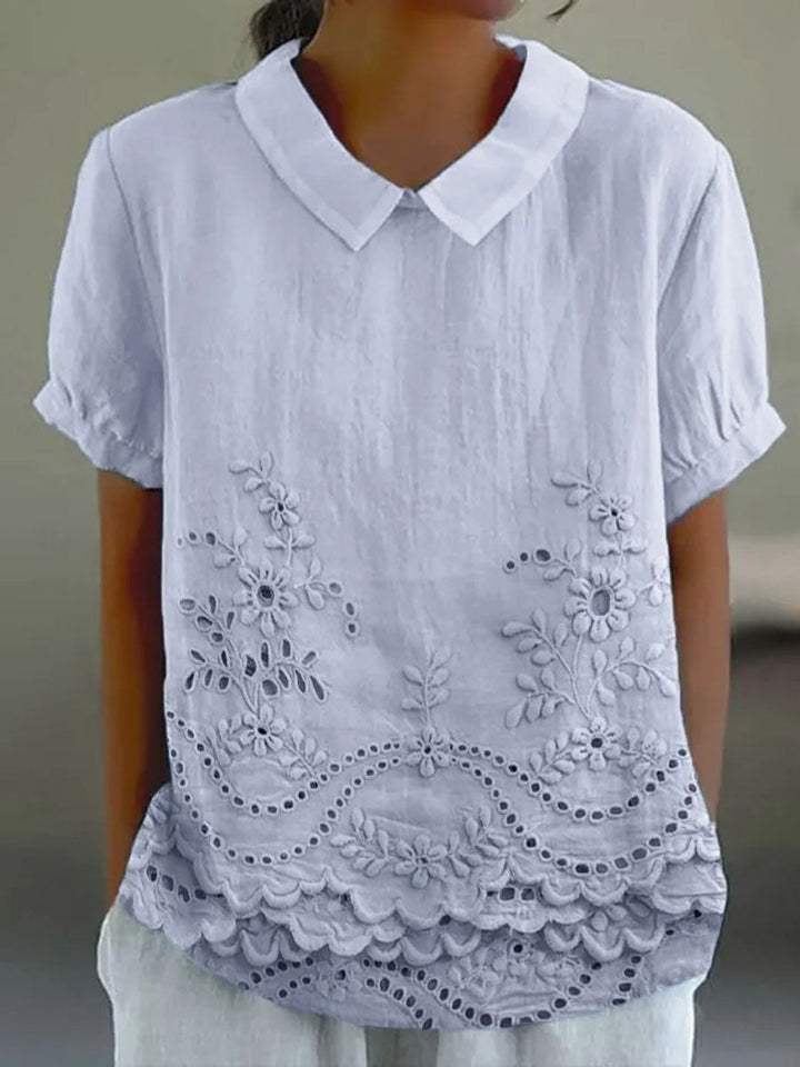 Constance – Floral Embroidered Collar Blouse