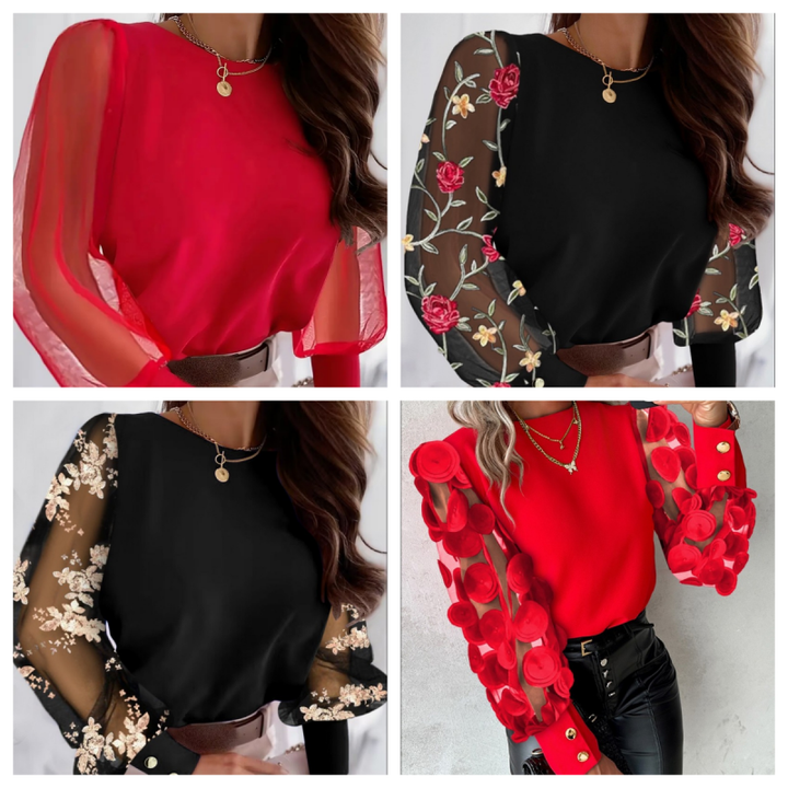 Mavis – Glamorous Mesh Sleeve Top
