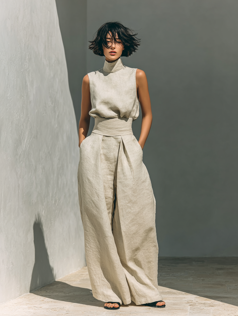 Mirella – Minimalist Tank Top And Wide-Leg Pants Set
