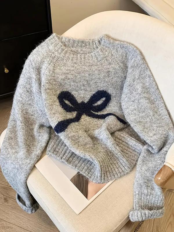 Gracie – Elegant Bow Knit Sweater for Autumn and Winter