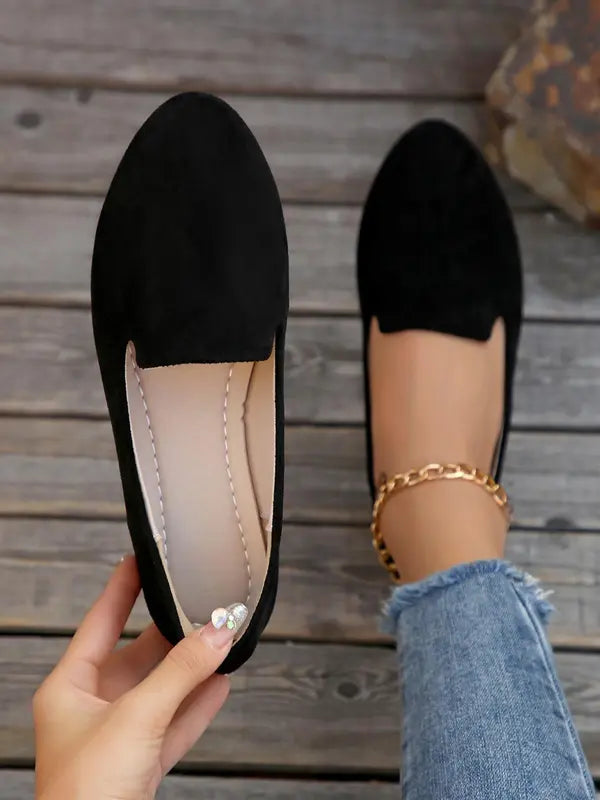 Ethel – Solid Colour Soft Sole Pointed Toe Slip-On Flats