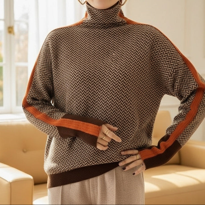 Eleanor – Herringbone Luxe Turtleneck