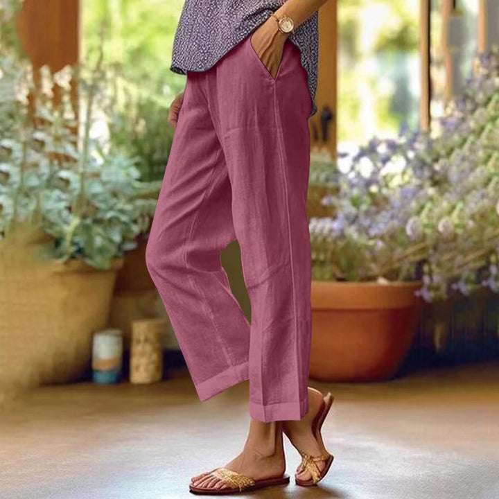 Marina – Cropped Linen Blend Tailored Pants