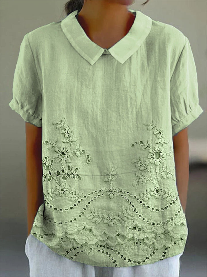 Constance – Floral Embroidered Collar Blouse