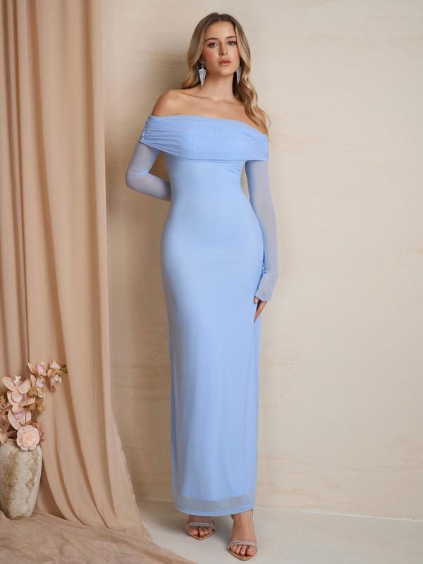 Deirdre – Off-Shoulder Ruched Sequin Bodycon Evening Gown