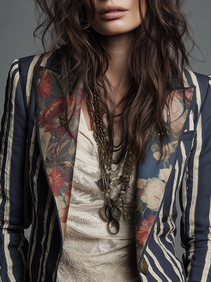 Alice – Long Sleeve Bohemian Striped Blazer
