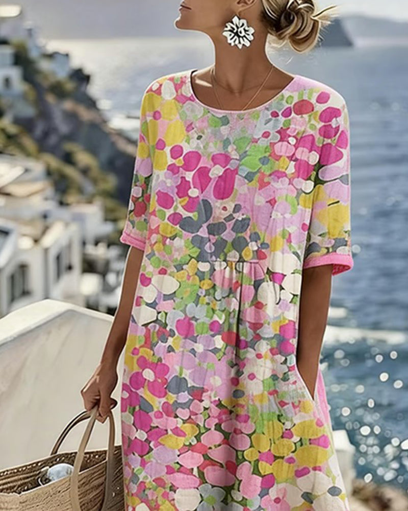 Elena – Abstract Floral Midi Dress