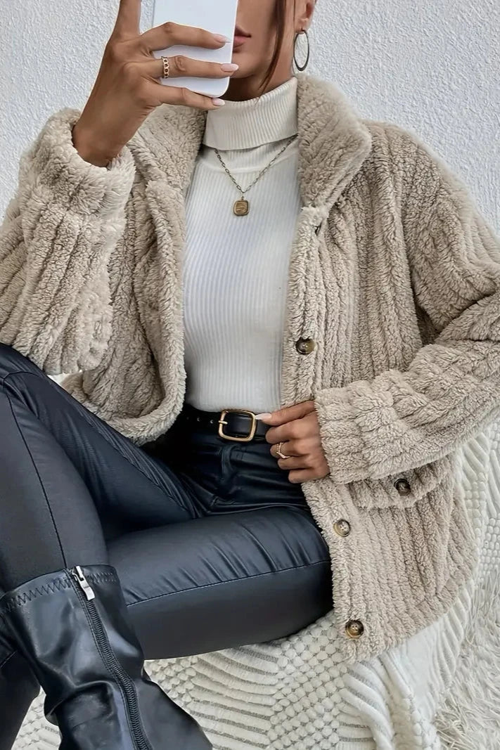 Nova – Double-Sided Velvet Button Cardigan