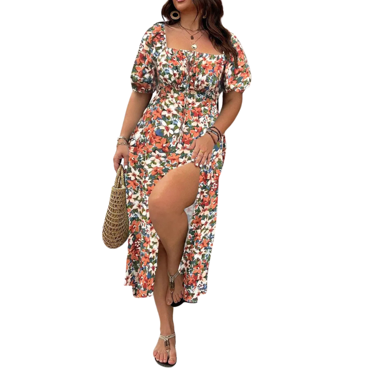 Sandra – Trendy Plus Size Floral Print Dress