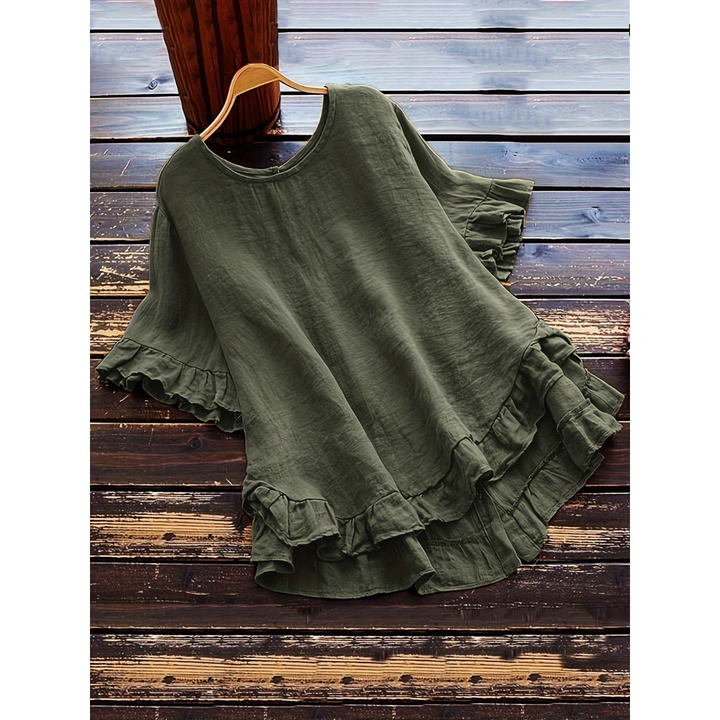 Eileen – Simple Plus Size Ruffle Hem Summer Blouse