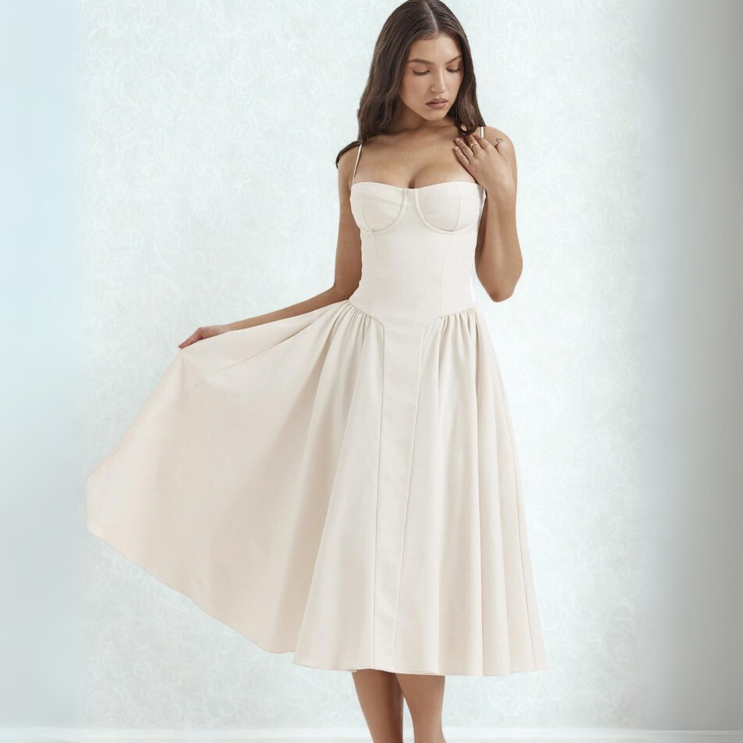 Stephanie – Chic Spaghetti Strap Bodycon Midi Dress