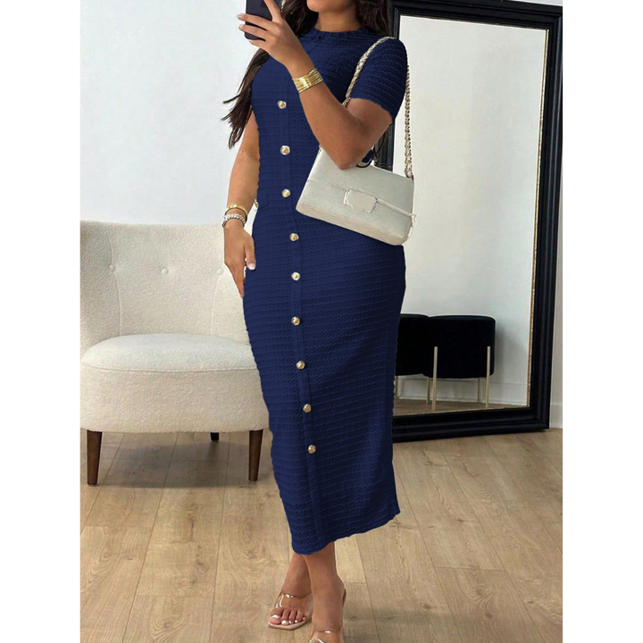 Alina – Elegant Crew Neck Formal Midi Dress