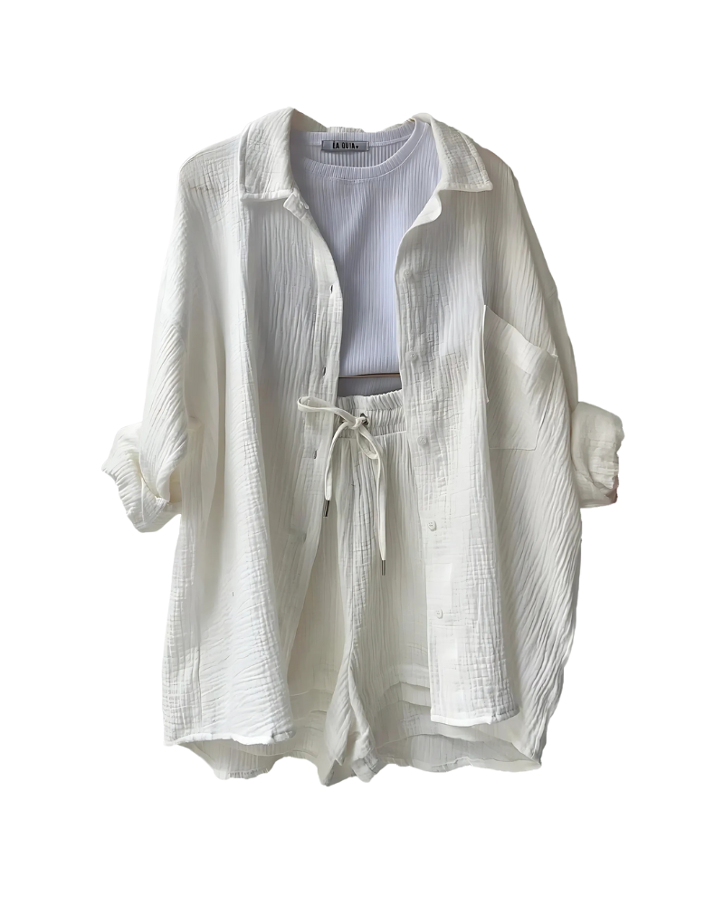 Vera – Modern Button-Up Shorts Set