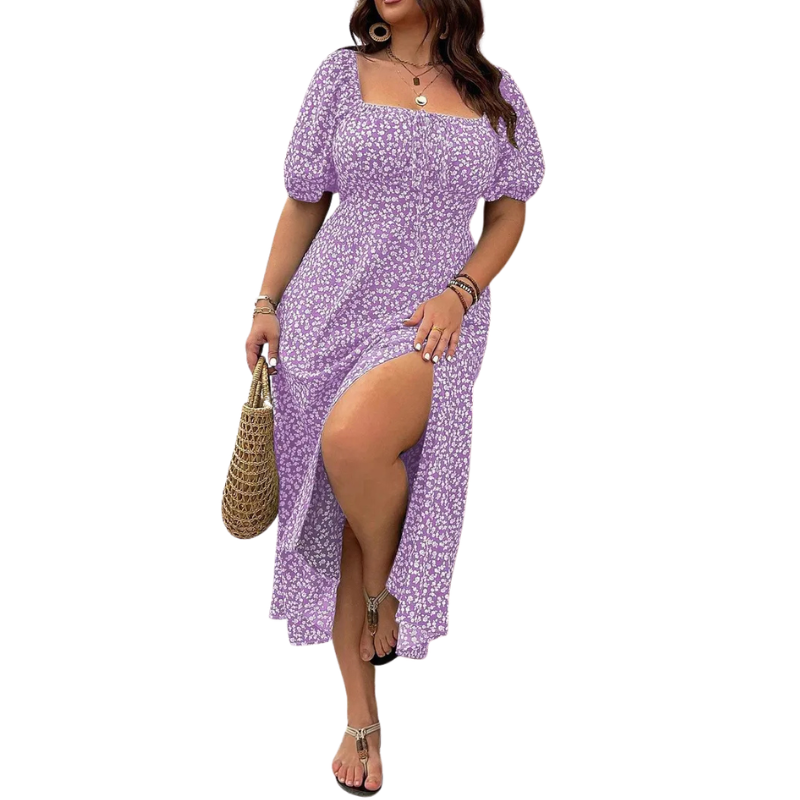 Sandra – Trendy Plus Size Floral Print Dress