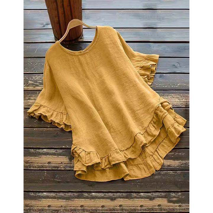 Eileen – Simple Plus Size Ruffle Hem Summer Blouse