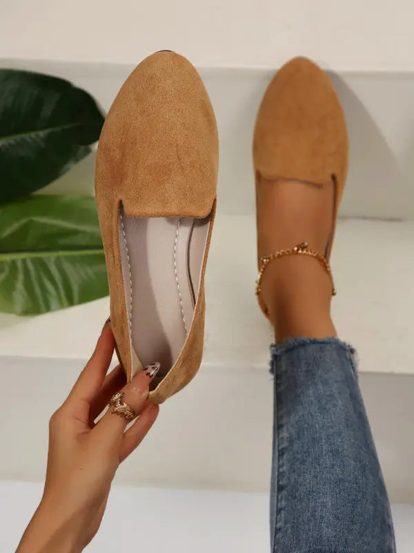 Ethel – Solid Colour Soft Sole Pointed Toe Slip-On Flats