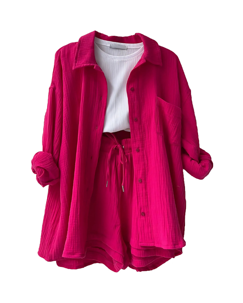 Vera – Modern Button-Up Shorts Set