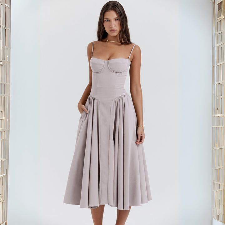 Stephanie – Chic Spaghetti Strap Bodycon Midi Dress