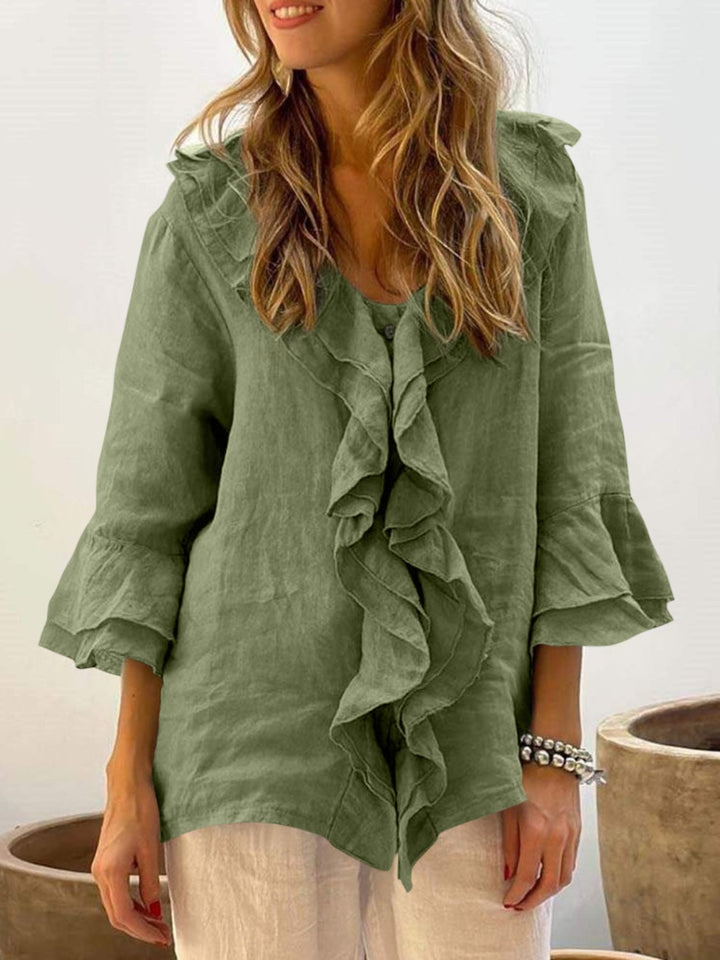 Nadine – Chic Bell Sleeve Ruffle Top
