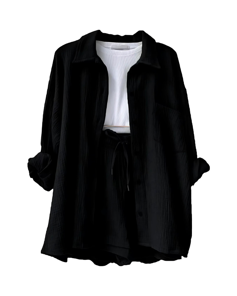 Vera – Modern Button-Up Shorts Set