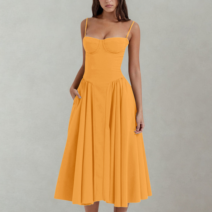 Stephanie – Chic Spaghetti Strap Bodycon Midi Dress