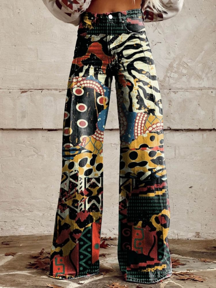 Felicity – Artistic Print Wide Leg Trousers