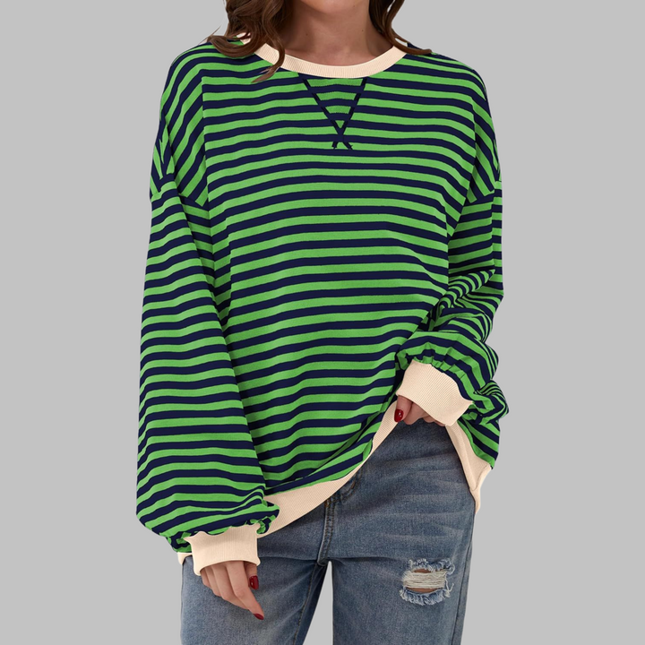 Angela – Casual Long Sleeve Round Neck Striped Shirt