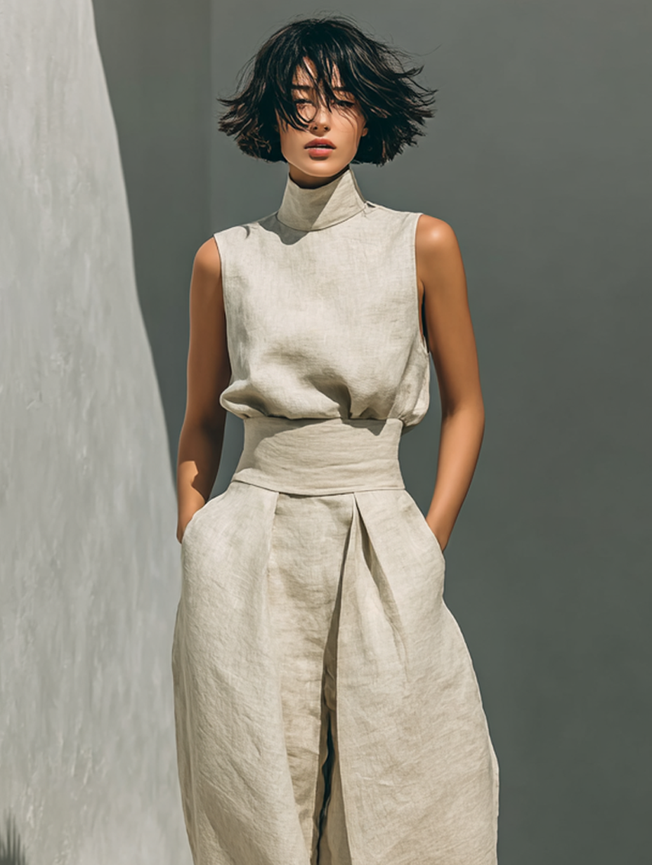 Mirella – Minimalist Tank Top And Wide-Leg Pants Set