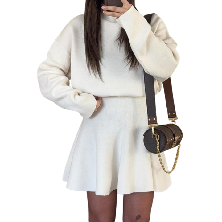 Phoebe – Half-High Neck Loose Fit Knit Sweater Dress
