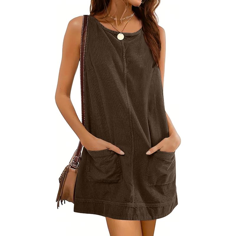 Betty – Corduroy Overall Dress with Round Neck and A-Line Skirt