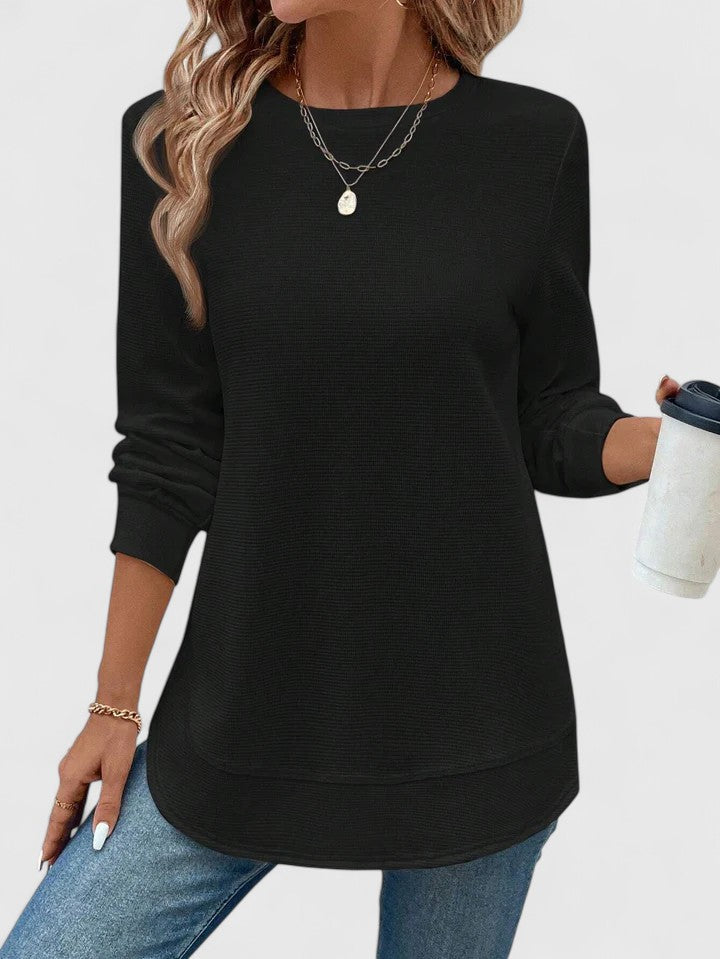 Philippa – Elegant Round Neck Long Sleeve Blouse
