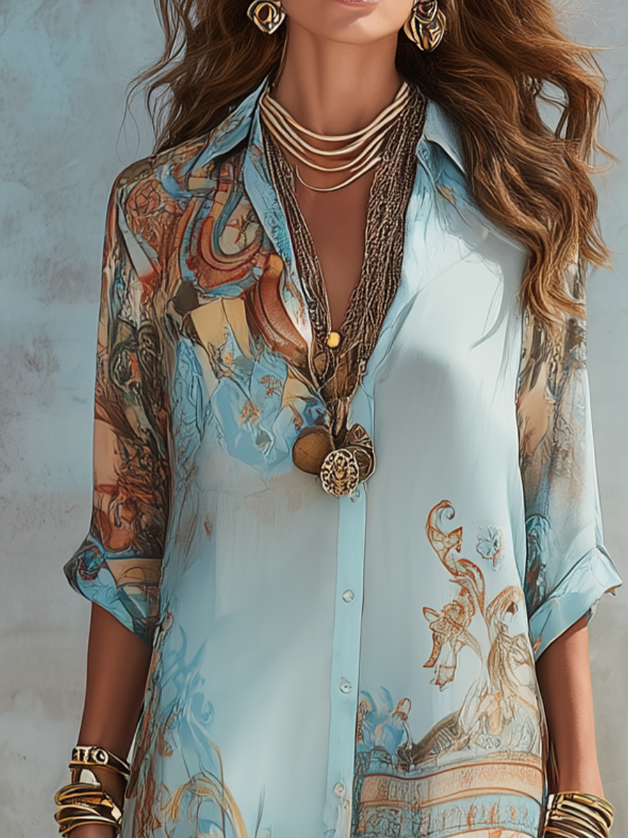 Rowena – Baroque Floral Chiffon Short Sleeve Maxi Dress