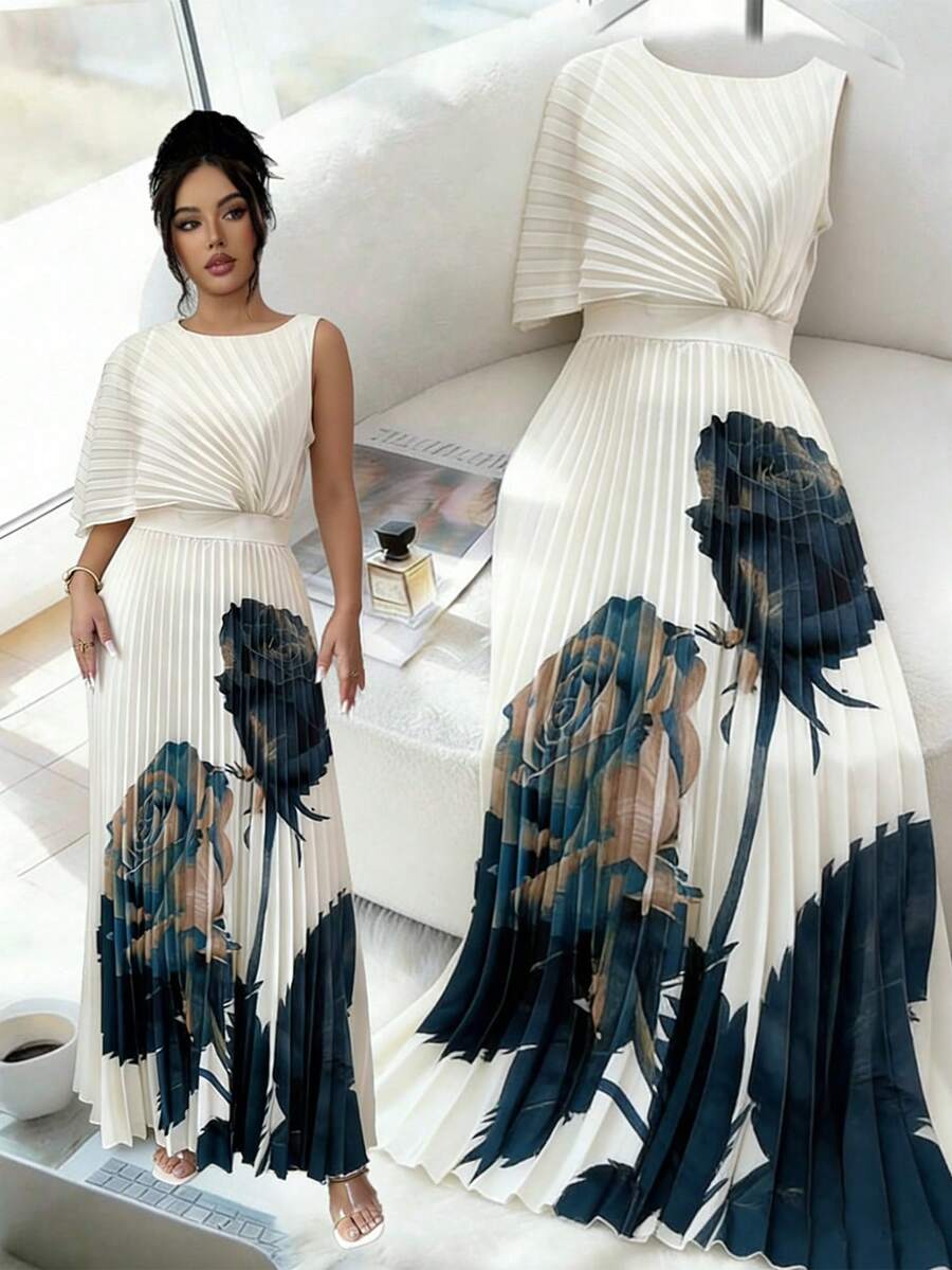 Celeste – Pleated Floral Midi Dress