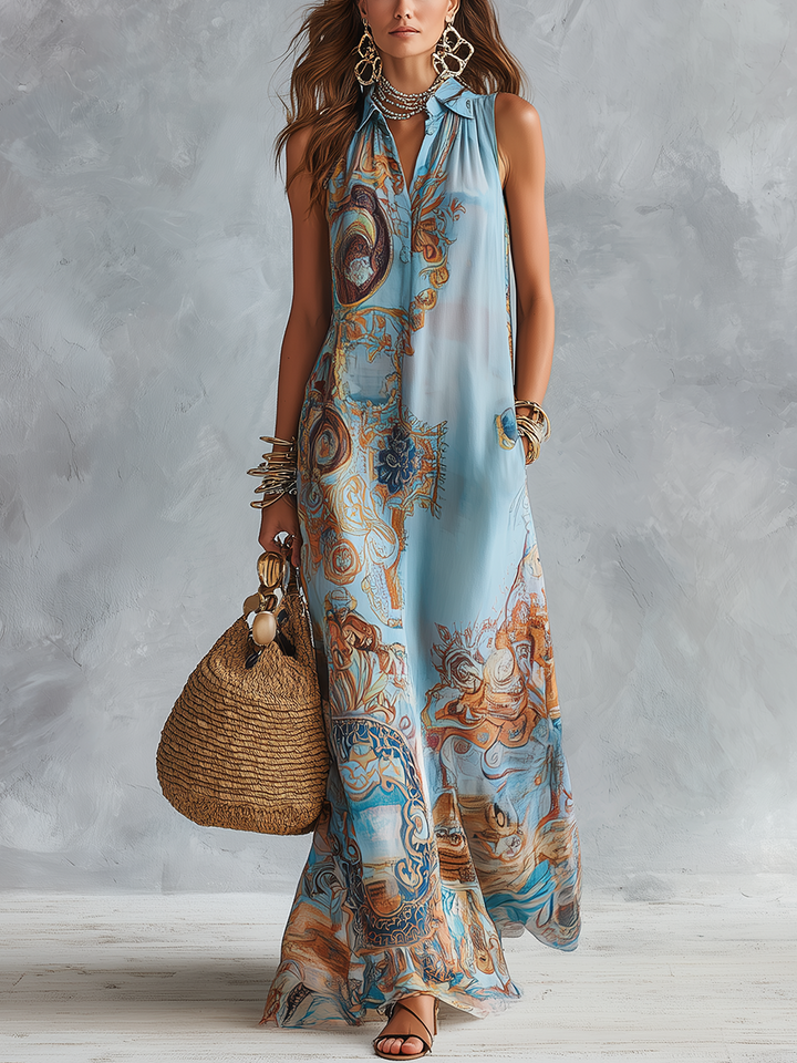 June – Baroque Print Maxi Shirt Dress