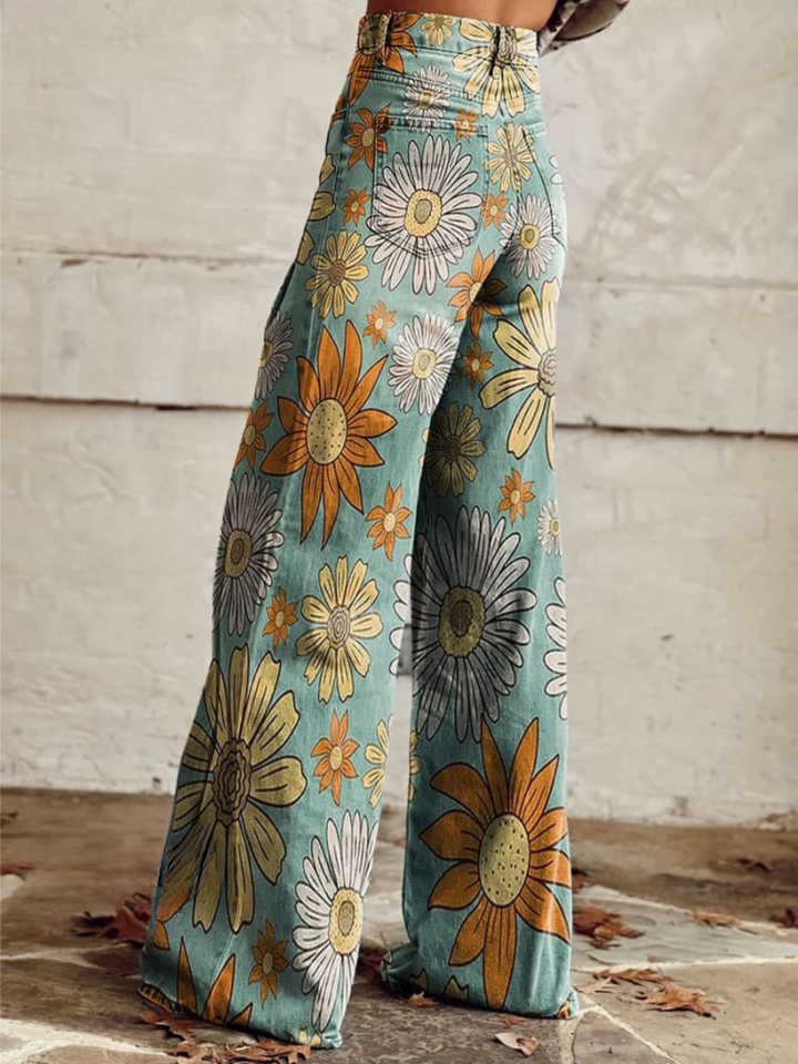 Daisy – Vintage Floral Wide Leg Trousers