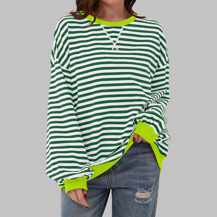 Angela – Casual Long Sleeve Round Neck Striped Shirt
