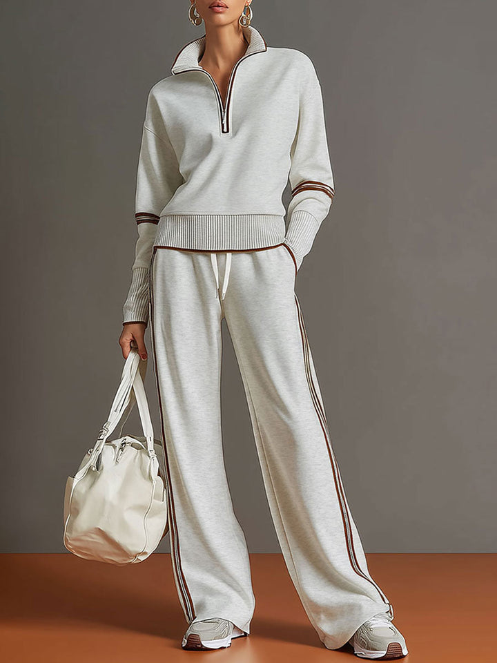 Marietta – Half-Zip Sweatshirt and Wide-Leg Pants Set