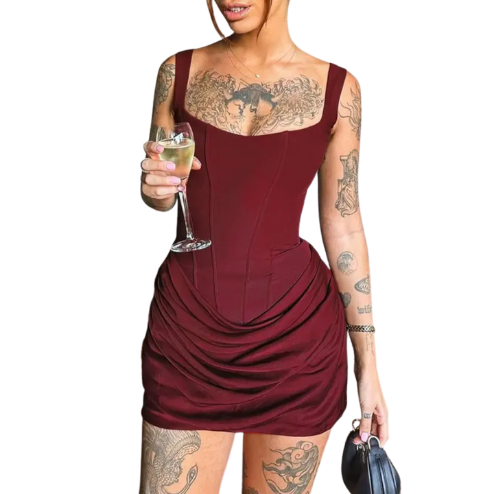 Isobel – Ruched Drawstring Corset Mini Dress