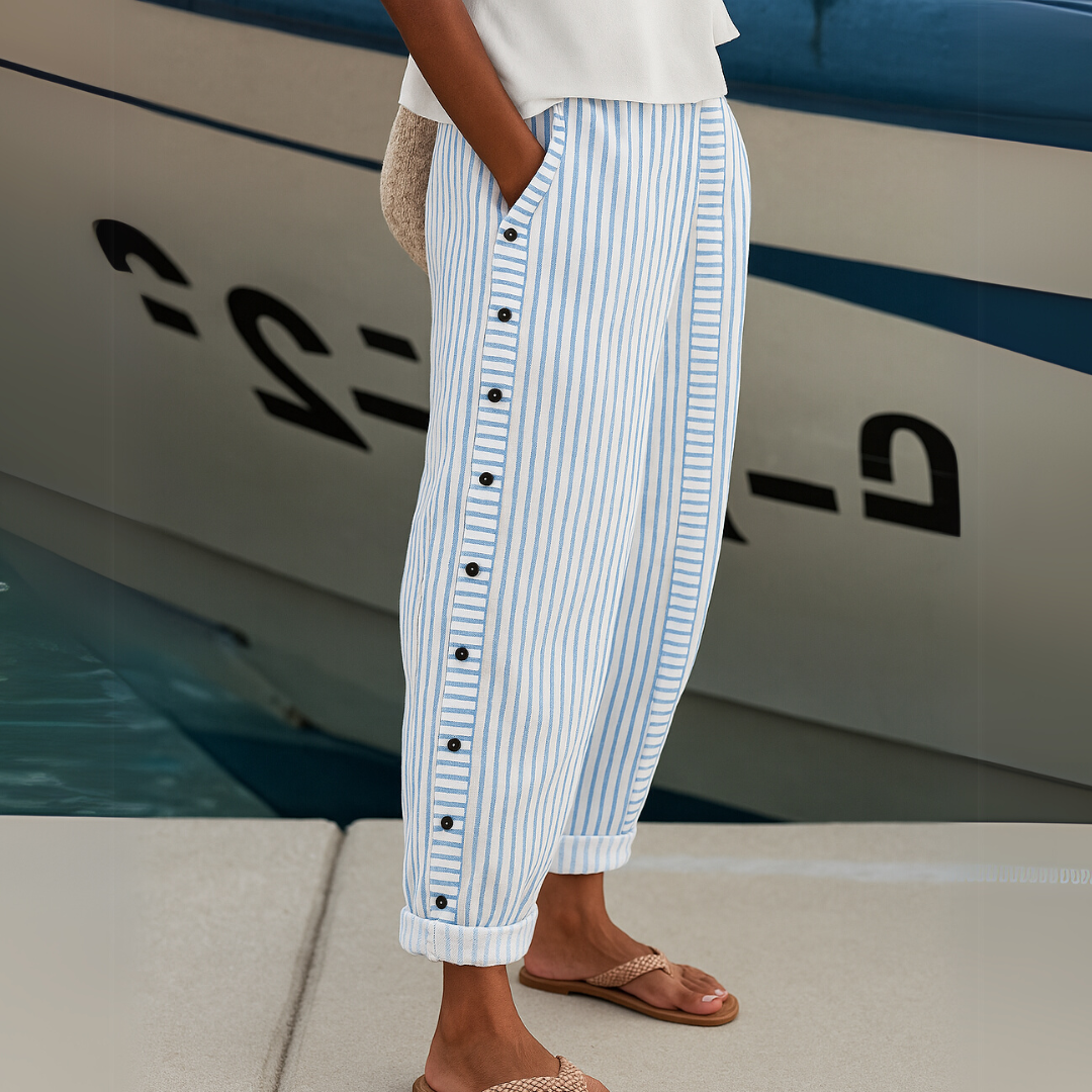 Margaret – Stylish Striped Button Trouser