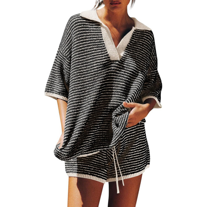 Anthea – Casual Striped Knit Summer Two-Piece Set