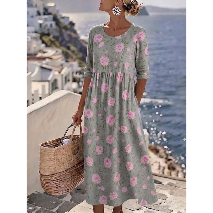 Jennifer – Elegant Floral Midi Dress
