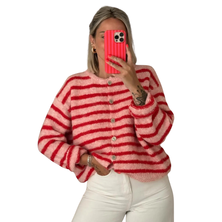 Collette – Vintage Style Striped Sweater Cardigan