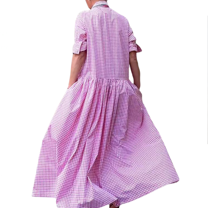 Teresa – Vintage Plaid Flared Shirt Dress