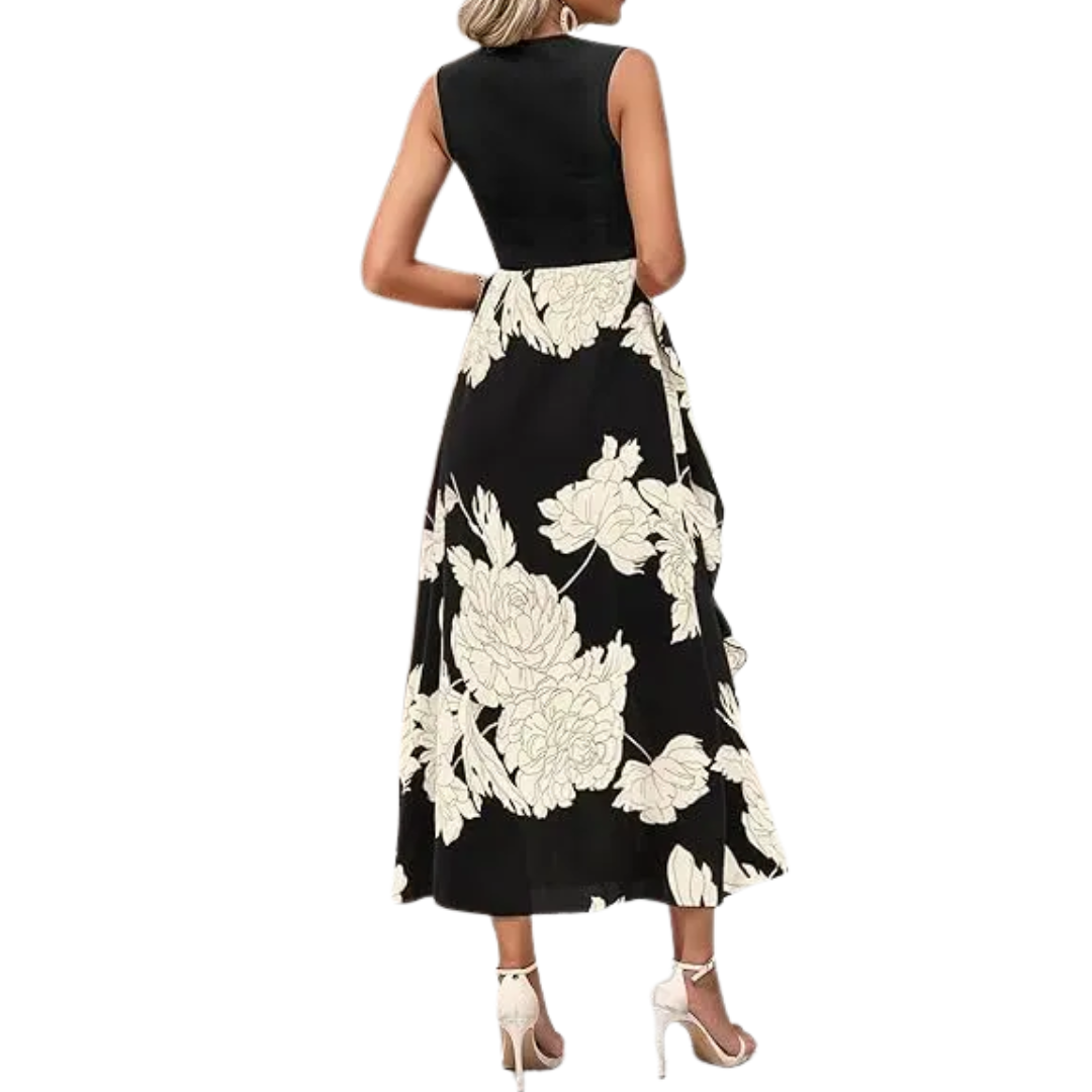 Lottie – Boho Floral Ruffle Midi Dress
