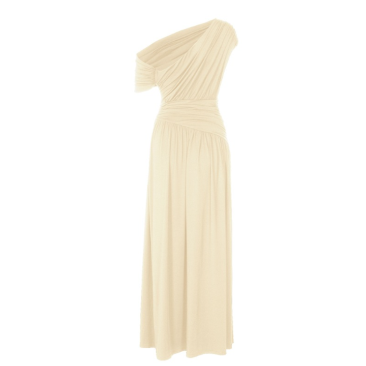 Lynda – Asymmetric Pleated Midi Dress