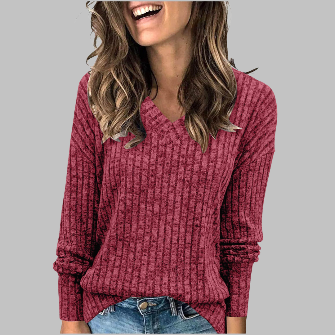 Sonia – Comfy V-Neck Long Sleeve Top