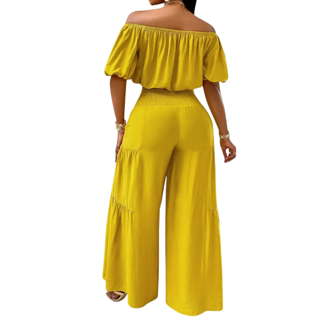 Sheena – Bow Shoulderless Wide Leg Set
