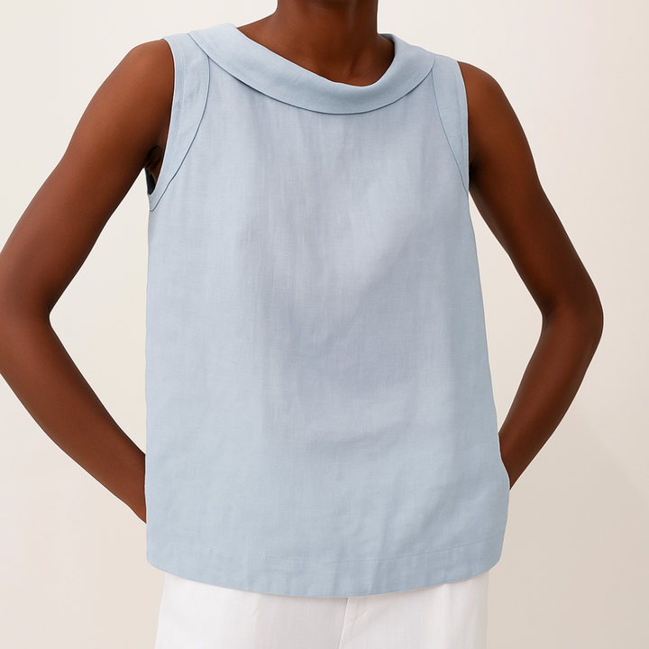 Josephine – Sleeveless Roll Collar Top