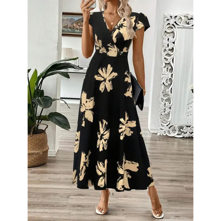 Sonia – Elegant Summer Printed Short Sleeve Maxi Dress